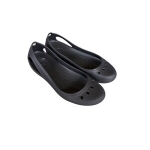 Crocs Kadee Balletcore Flats Black Womens Size 10W Rubber Slip On Comfort Shoes